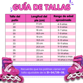 Patines Para Niña Ajustables Con Kit De Protección 4 Llantas Y Línea