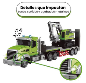 Mula Mas Excavadora a Control Remoto Grande Rotación 360°, Luces y USB Recargable