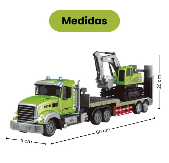 Mula Mas Excavadora a Control Remoto Grande Rotación 360°, Luces y USB Recargable