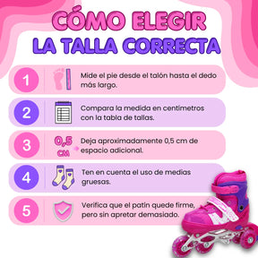 Patines Para Niña Ajustables Con Kit De Protección 4 Llantas Y Línea
