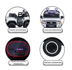 Montable 4x4 Eléctrica Infantil Con Luces, Música, Bluetooth y Control Remoto