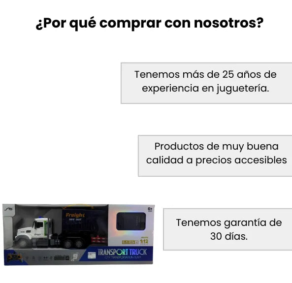 Mula Control Remoto 9CH Camión RC 1:12 con Luces y Sonido