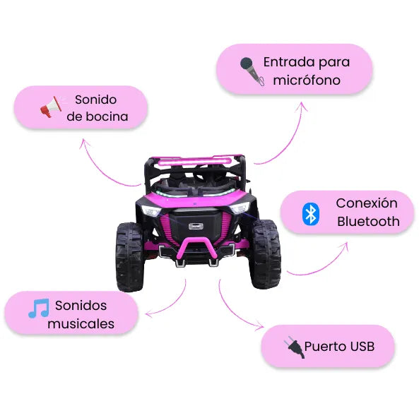 Montable Eléctrico Campero Grande Con Luces LED, Sonidos, Bluetooth Y Control Remoto