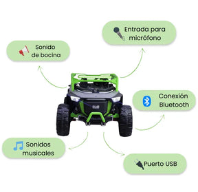Montable Eléctrico Campero Grande Con Luces LED, Sonidos, Bluetooth Y Control Remoto