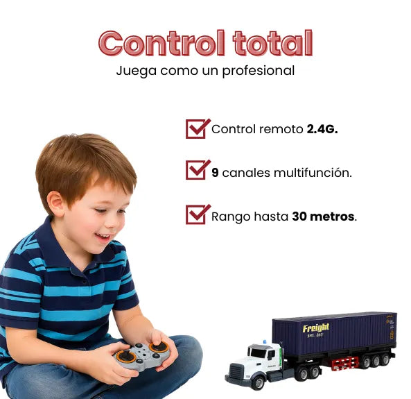 Mula Control Remoto 9CH Camión RC 1:12 con Luces y Sonido