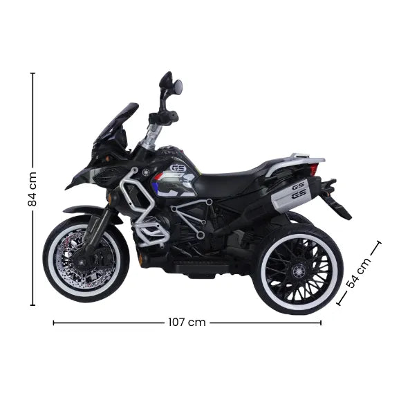 Montable Moto Eléctrica Infantil R1250 Negra Con Luces LED, Sonidos, USB y Bluetooth