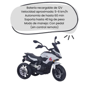 Montable Moto HD Infantil 3 Ruedas Con Luces LED, Sonidos, Bluetooth, USB Y Micrófono