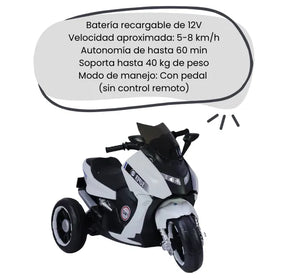 Montable Moto Max Electrica Recargable Para Niñas y Niños Con Luces Y Bluetooth