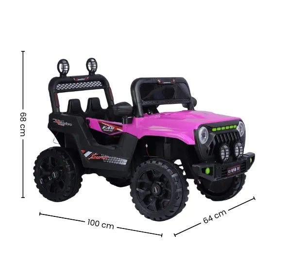 Montable Campero Mediano Para Niña Con Control Remoto, Bluetooth, Luces LED Y Sonidos