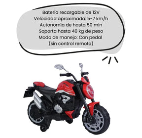 Montable Moto MT Eléctrica Para Niños Con Luces, Sonidos, Ruedas de Apoyo y Bluetooth