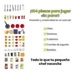 Cocina Infantil Chef Niño Con 104 Accesorios, Luces, Sonidos Y Agua Real