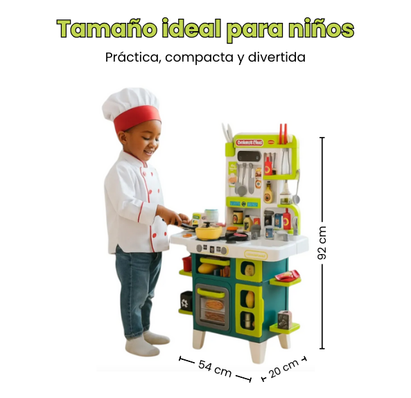 Cocina Infantil Chef Niño Con 104 Accesorios, Luces, Sonidos Y Agua Real