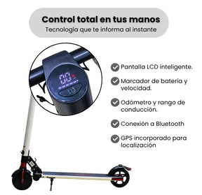 Scooter Eléctrica Grande Infantil Plegable con Pantalla LCD, Bluetooth y Velocidad 25 km/h