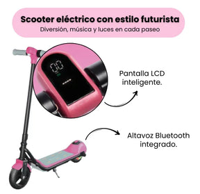 Scooter Eléctrica Mediana Infantil Con Bluetooth, Luces LED, Pantalla LCD Y Batería Recargable