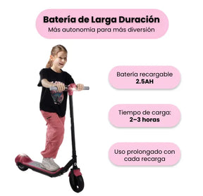 Scooter Eléctrica Mediana Infantil Con Bluetooth, Luces LED, Pantalla LCD Y Batería Recargable