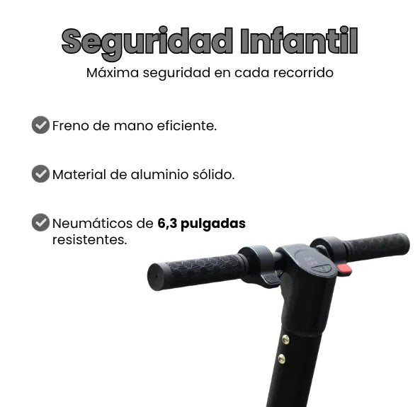 Scooter Eléctrica Grande Infantil Plegable con Pantalla LCD, Bluetooth y Velocidad 25 km/h