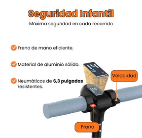 Scooter Eléctrica Mediana Infantil Con Bluetooth, Luces LED, Pantalla LCD Y Batería Recargable