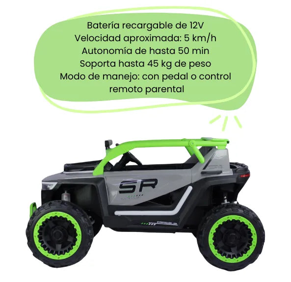 Montable Eléctrico Campero Grande Con Luces LED, Sonidos, Bluetooth Y Control Remoto