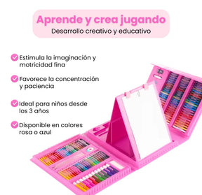 Set de Arte 208 Piezas Maletín Incluye Colores, Marcadores, Crayones y Acuarelas para Niños y Niñas