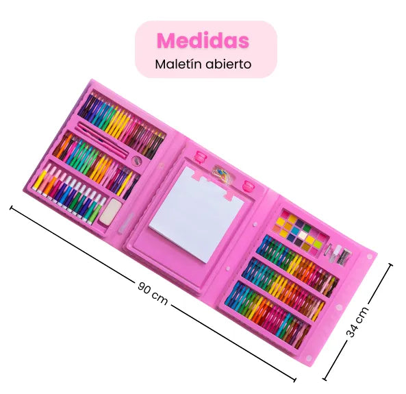 Set de Arte 208 Piezas Maletín Incluye Colores, Marcadores, Crayones y Acuarelas para Niños y Niñas