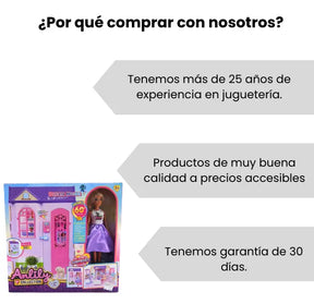 Casa de Muñecas Tipo Maleta con Muñeca y 60 Accesorios Para Niñas