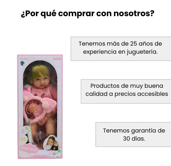 Muñeca Reborn Bebé Realista con Funciones Interactivas Habla, Llora y Ronca Mas Accesorios