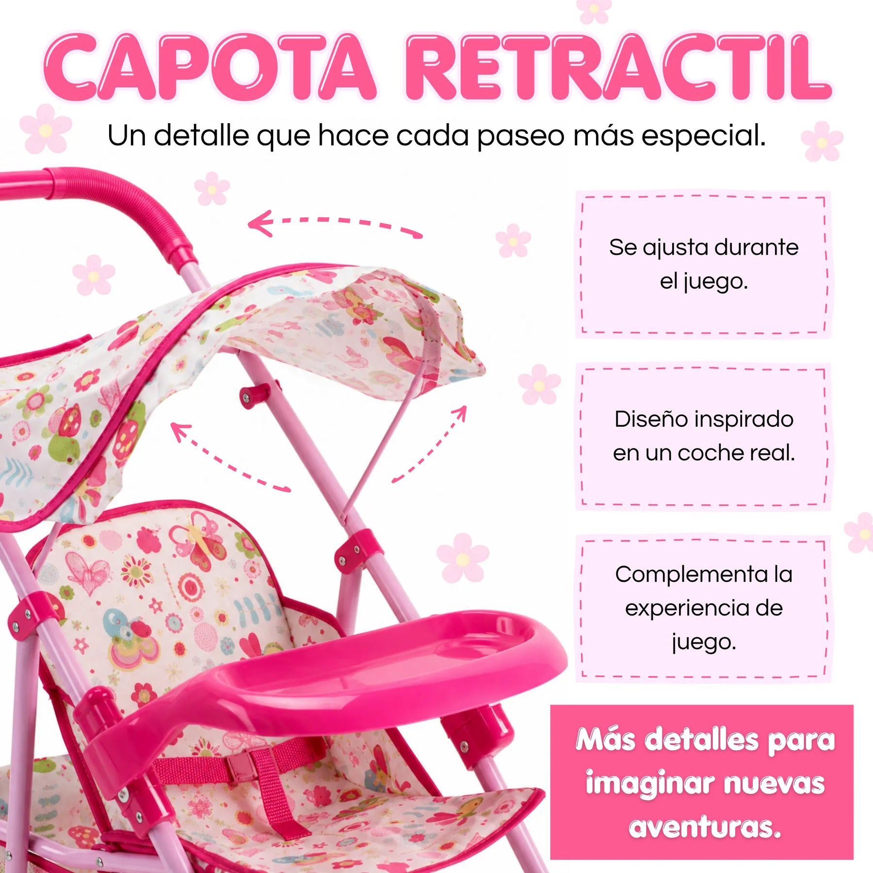 Coche Metálico Grande Plegable Para Muñecas
