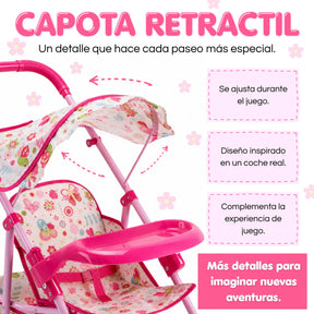 Coche Metálico Grande Plegable Para Muñecas