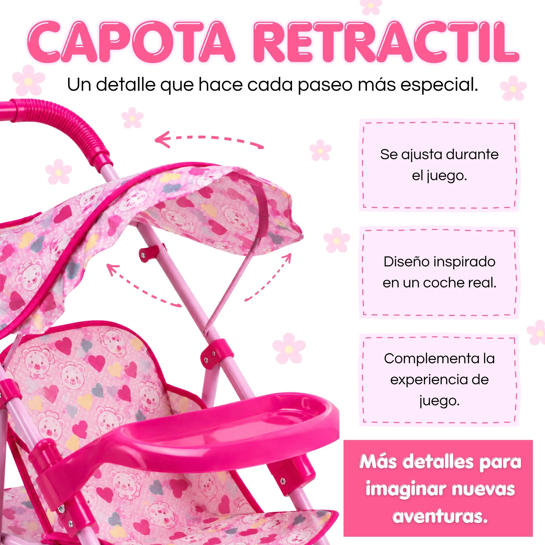 Coche Metálico Grande Plegable Para Muñecas