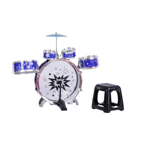 Bateria De Juguete Con Platillo Y Silla Para Niños Color Azul