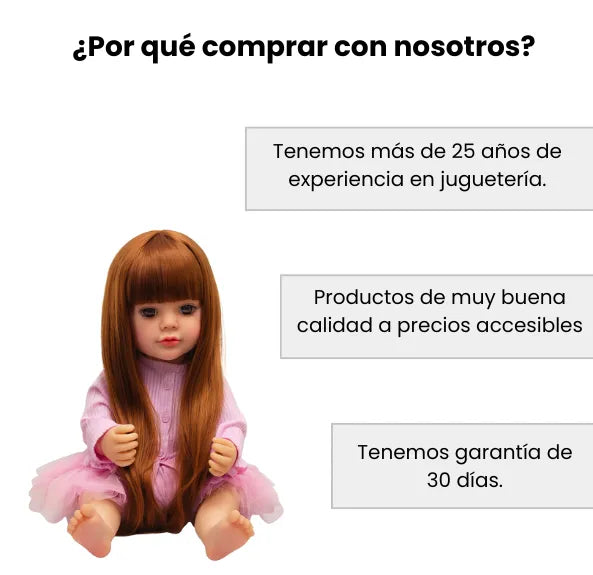 Muñeca Bebé Real Gestos Grande 55 cm Interactiva Habla, Canta, Mueve Cabeza, Boca y Manos
