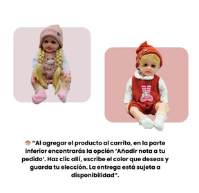 Muñeca Reborn de Silicona Con Sonidos Peinable con Tetero y Chupete