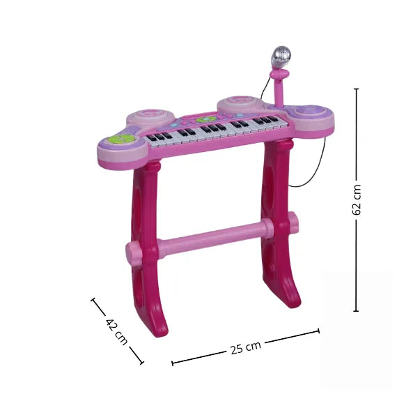Piano Infantil con Micrófono, Silla, Luces, Sonidos Y Conexión MP3