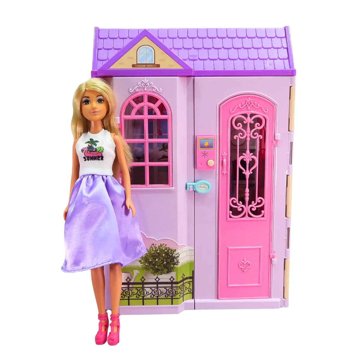 Casa de Muñecas Tipo Maleta con Muñeca y 60 Accesorios Para Niñas