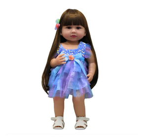 Muñeca Bebé Realista Latina 55 cm con Cabello Largo Peinable y Accesorios