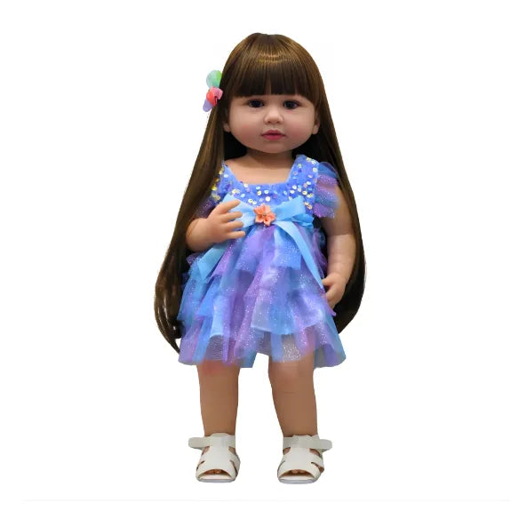 Muñeca Bebé Realista Latina 55 cm con Cabello Largo Peinable y Accesorios