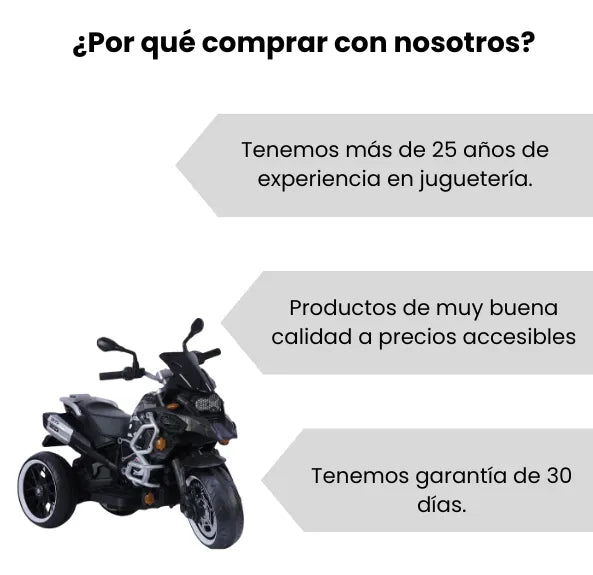 Montable Moto Eléctrica Infantil R1250 Negra Con Luces LED, Sonidos, USB y Bluetooth