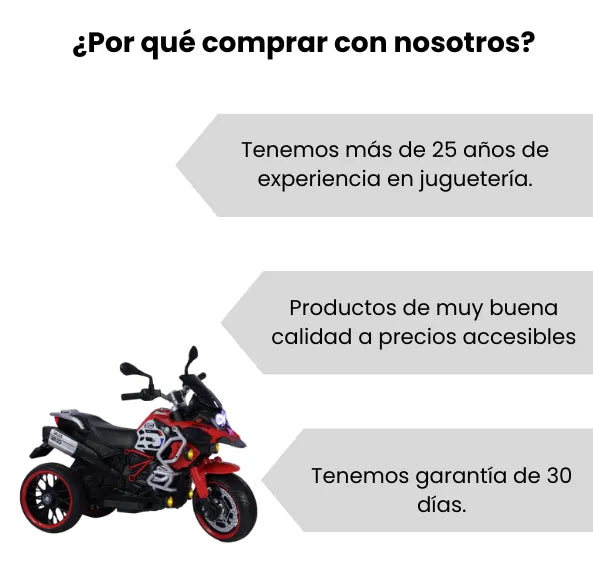 Montable Moto Eléctrica Infantil R1250 Negra Con Luces LED, Sonidos, USB y Bluetooth