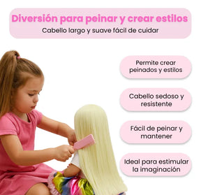 Muñeca Bebé Real Habla con Ropa de Unicornio, Cabello Largo Peinable y Accesorios