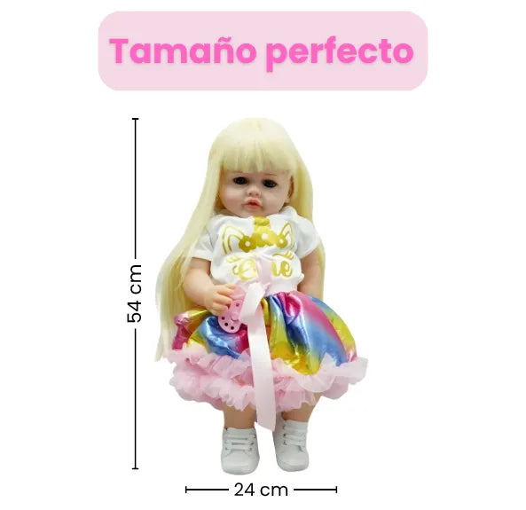 Muñeca Bebé Real Habla con Ropa de Unicornio, Cabello Largo Peinable y Accesorios