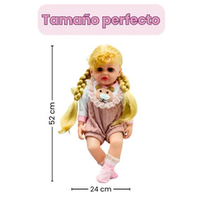Muñeca Reborn de Silicona Con Sonidos Peinable con Tetero y Chupete