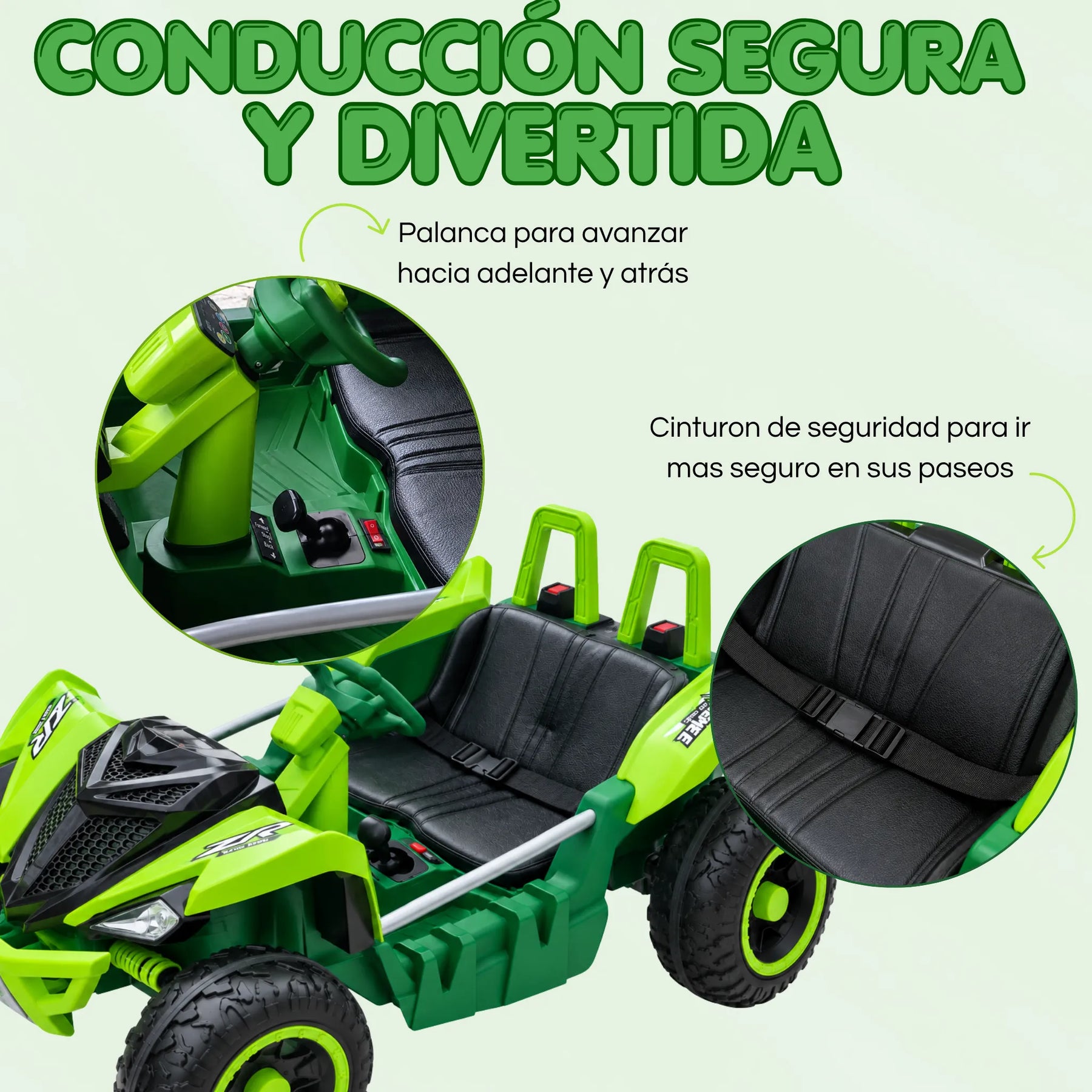Carro Montable Buggy Eléctrico Infantil Control Remoto, Bluetooth, Luces LED