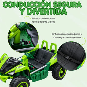Carro Montable Buggy Eléctrico Infantil Control Remoto, Bluetooth, Luces LED