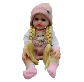 Muñeca Reborn de Silicona Con Sonidos Peinable con Tetero y Chupete