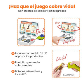 Supermercado Infantil con Carrito y Caja Registradora 60 Piezas Luces y Sonido
