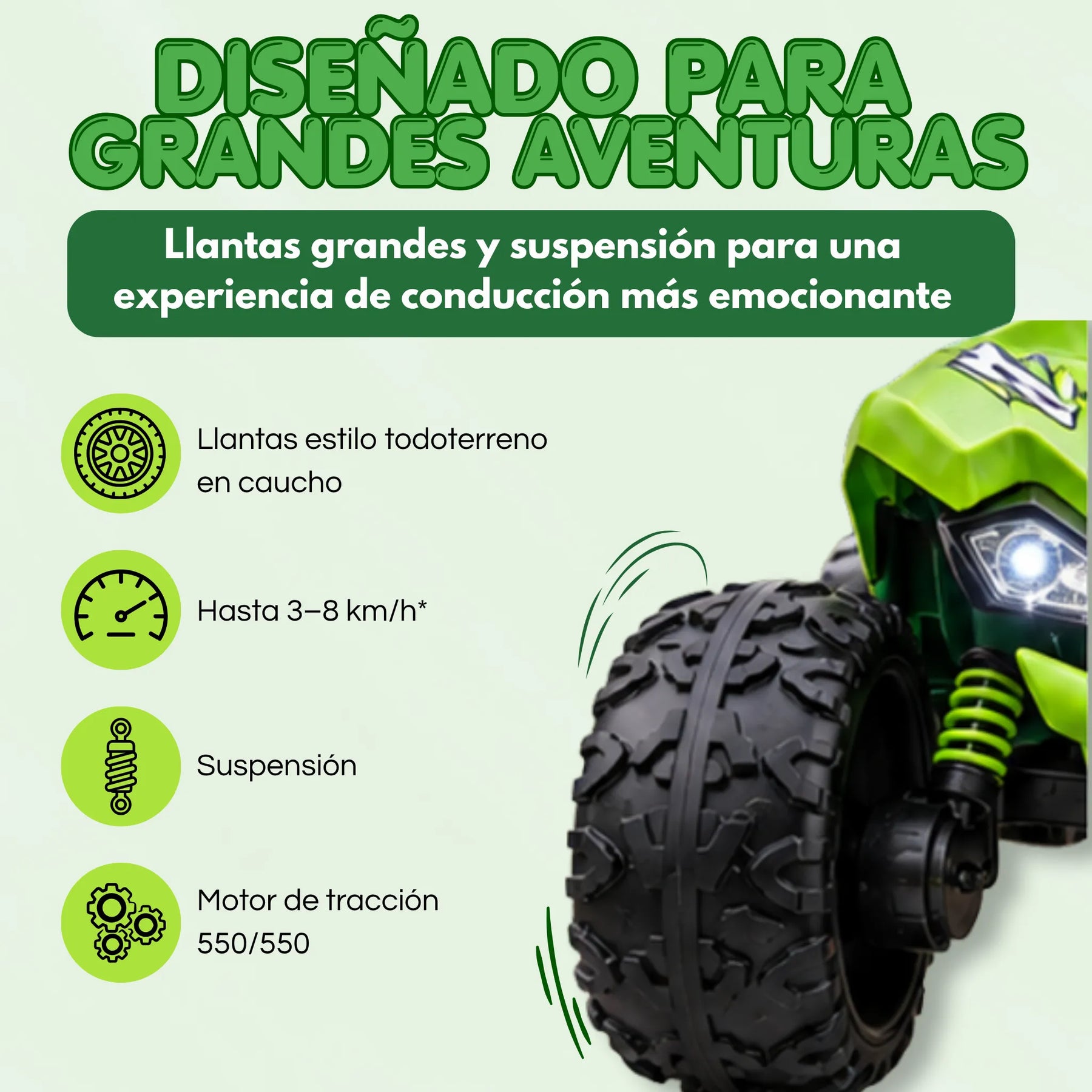 Carro Montable Buggy Eléctrico Infantil Control Remoto, Bluetooth, Luces LED