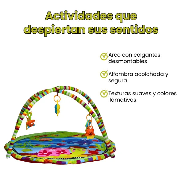 Gimnasio Didáctico para Bebé con Colgantes Interactivos Antideslizante y Colorida