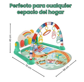 Tapete Gimnasio Musical Pequeño para Bebé con Piano, Sonidos, Luces y Juguetes Colgantes