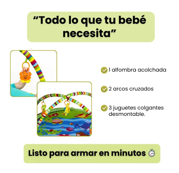 Gimnasio Didáctico para Bebé con Colgantes Interactivos Antideslizante y Colorida