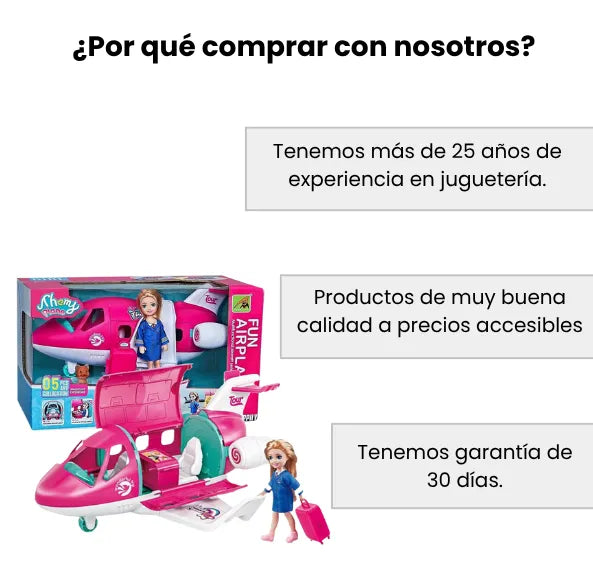 Avión Con Muñeca Piloto Mas Accesorios Interactivos Para Niñas
